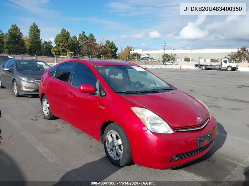 2008 Toyota Prius VIN: JTDKB20U483400350 Lot: 40841308