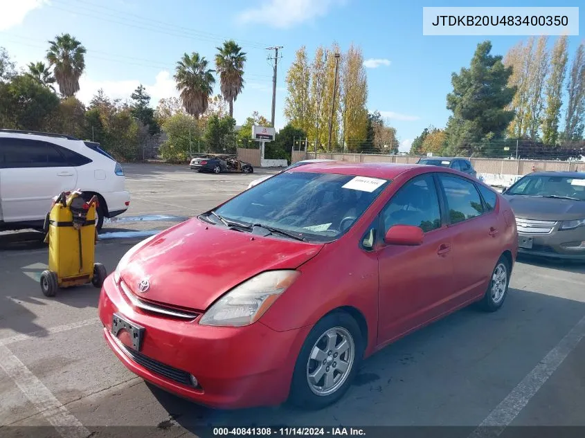 2008 Toyota Prius VIN: JTDKB20U483400350 Lot: 40841308