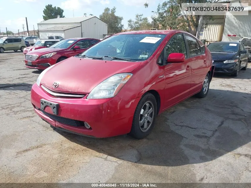 2008 Toyota Prius VIN: JTDKB20U483437639 Lot: 40845045