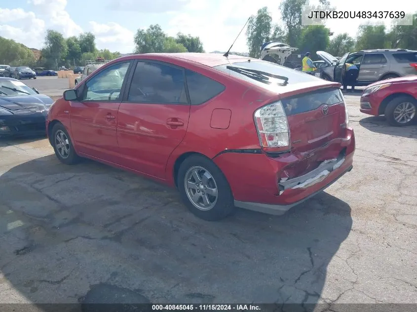 2008 Toyota Prius VIN: JTDKB20U483437639 Lot: 40845045