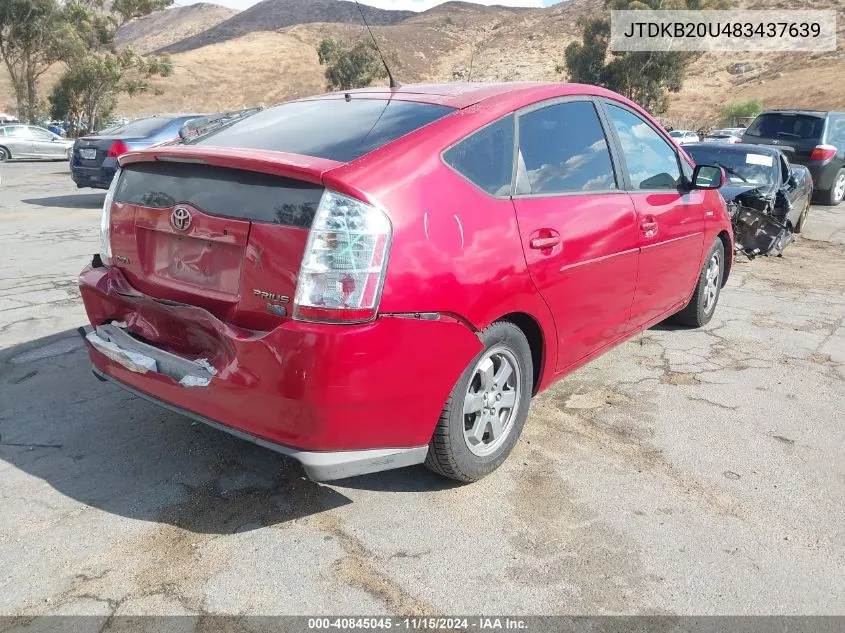 2008 Toyota Prius VIN: JTDKB20U483437639 Lot: 40845045