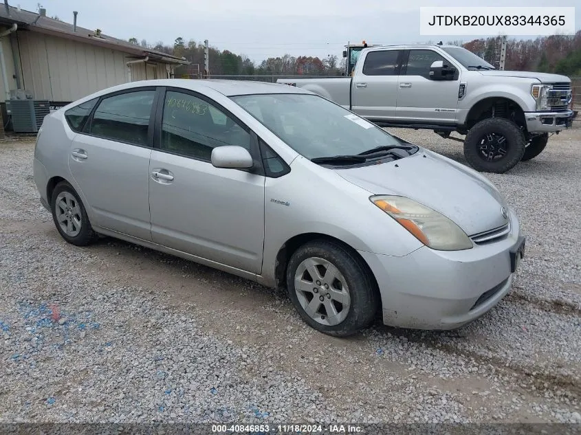 2008 Toyota Prius VIN: JTDKB20UX83344365 Lot: 40846853