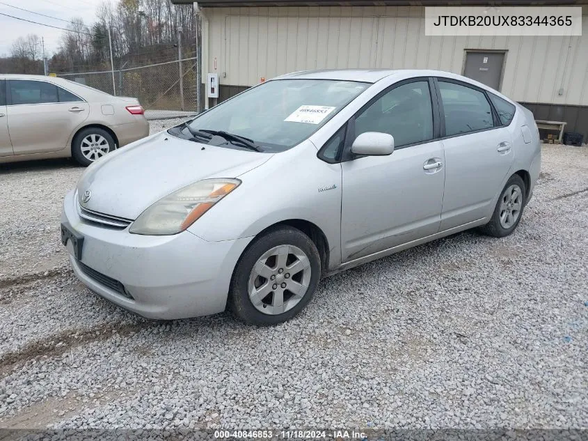 2008 Toyota Prius VIN: JTDKB20UX83344365 Lot: 40846853