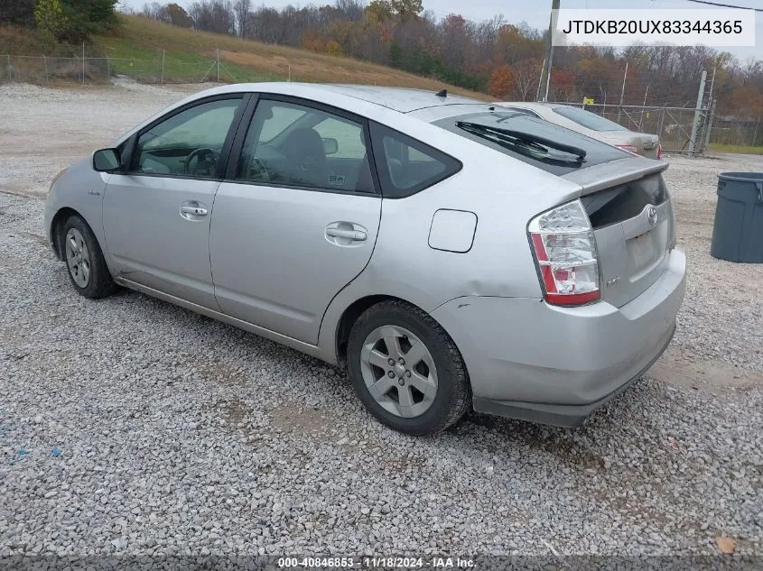 2008 Toyota Prius VIN: JTDKB20UX83344365 Lot: 40846853