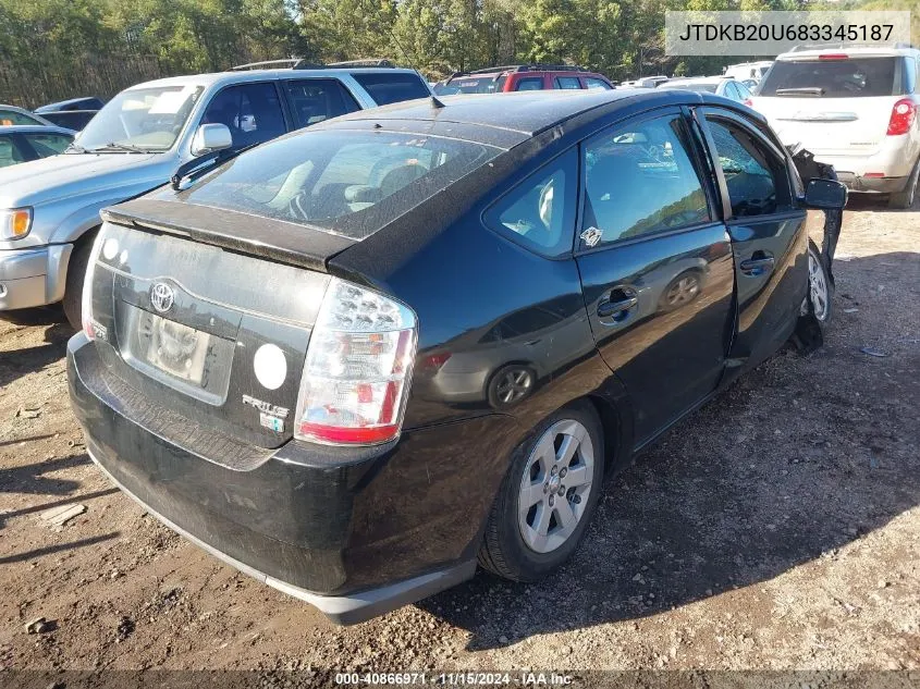 2008 Toyota Prius VIN: JTDKB20U683345187 Lot: 40866971