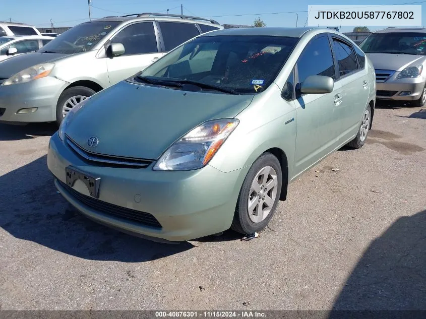 2008 Toyota Prius VIN: JTDKB20U587767802 Lot: 40876301