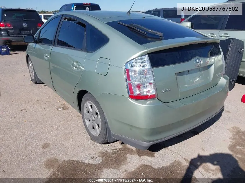 2008 Toyota Prius VIN: JTDKB20U587767802 Lot: 40876301