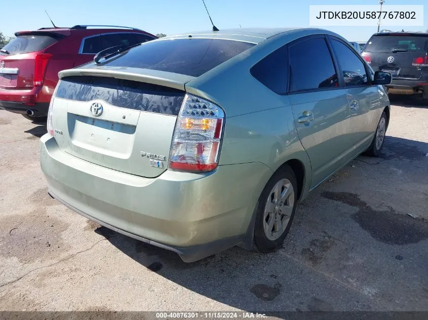 2008 Toyota Prius VIN: JTDKB20U587767802 Lot: 40876301