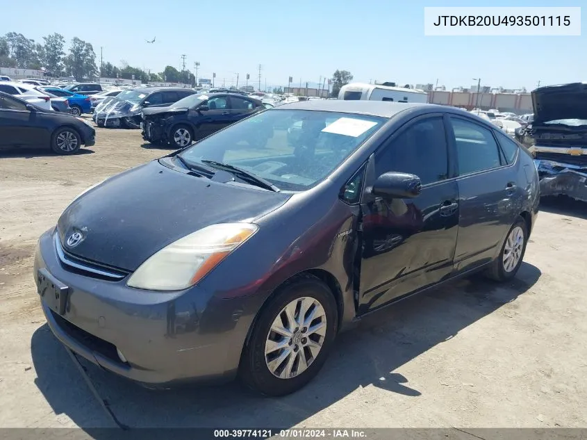 2009 Toyota Prius Touring VIN: JTDKB20U493501115 Lot: 39774121