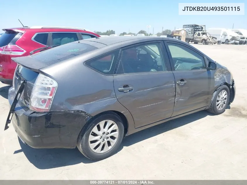 2009 Toyota Prius Touring VIN: JTDKB20U493501115 Lot: 39774121