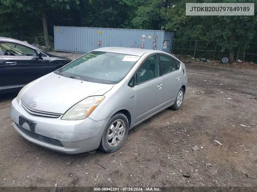 2009 Toyota Prius VIN: JTDKB20U797849189 Lot: 39942281