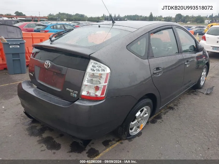 2009 Toyota Prius VIN: JTDKB20U993518072 Lot: 40290308