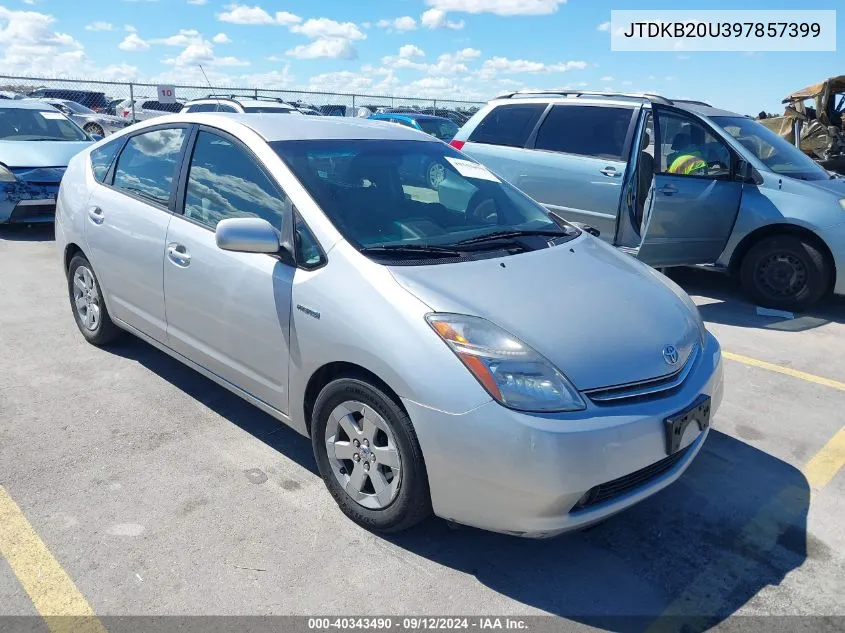 2009 Toyota Prius VIN: JTDKB20U397857399 Lot: 40343490