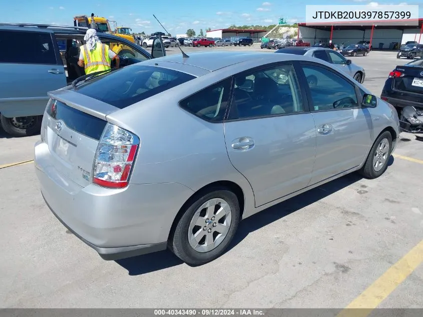 2009 Toyota Prius VIN: JTDKB20U397857399 Lot: 40343490