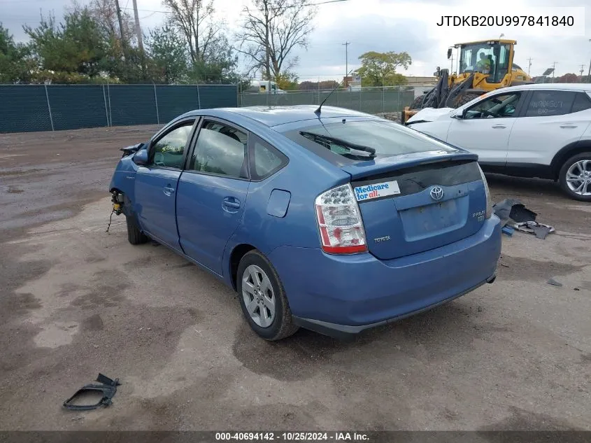 2009 Toyota Prius VIN: JTDKB20U997841840 Lot: 40694142