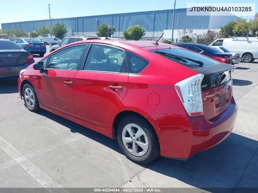 2010 Toyota Prius Iii VIN: JTDKN3DU4A0103285 Lot: 40204044