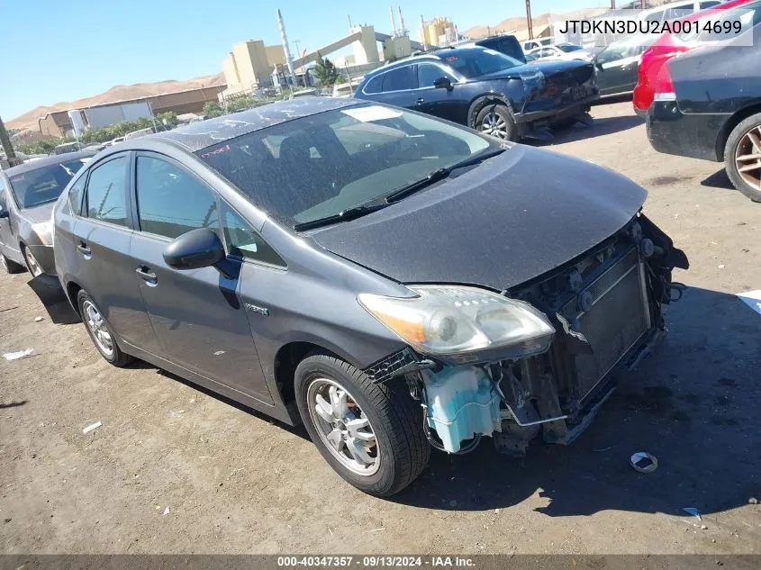 2010 Toyota Prius Iv VIN: JTDKN3DU2A0014699 Lot: 40347357