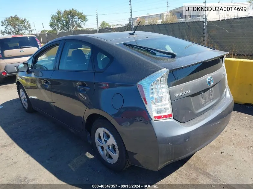 2010 Toyota Prius Iv VIN: JTDKN3DU2A0014699 Lot: 40347357