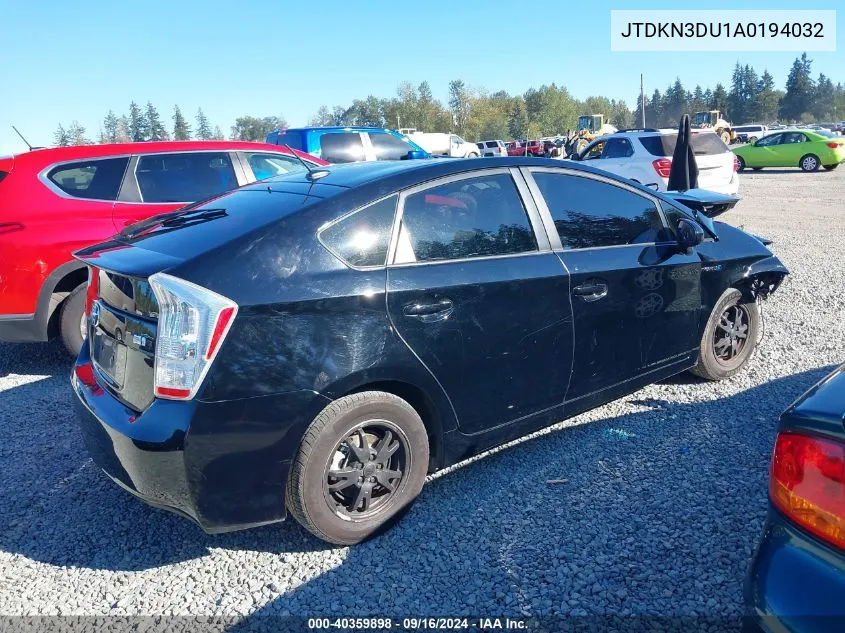 2010 Toyota Prius Iv VIN: JTDKN3DU1A0194032 Lot: 40359898