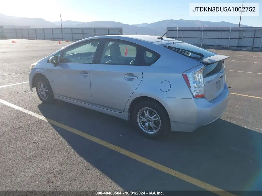 2010 Toyota Prius Iv VIN: JTDKN3DU5A1002752 Lot: 40489504