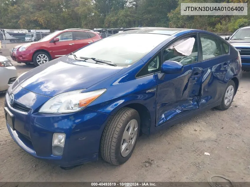 2010 Toyota Prius Iv VIN: JTDKN3DU4A0106400 Lot: 40493519