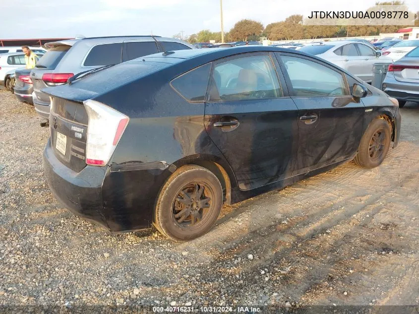 2010 Toyota Prius Iii VIN: JTDKN3DU0A0098778 Lot: 40716231