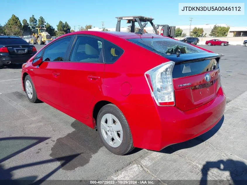 2010 Toyota Prius Ii VIN: JTDKN3DU5A0046112 Lot: 40725023