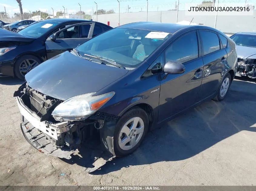 2010 Toyota Prius Ii VIN: JTDKN3DU3A0042916 Lot: 40731716