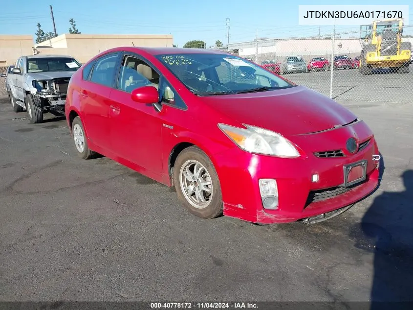 2010 Toyota Prius Ii VIN: JTDKN3DU6A0171670 Lot: 40778172