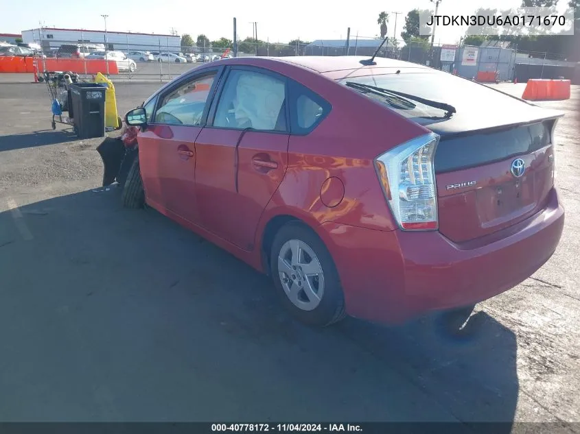 2010 Toyota Prius Ii VIN: JTDKN3DU6A0171670 Lot: 40778172