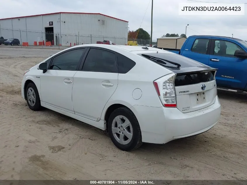 2010 Toyota Prius Ii VIN: JTDKN3DU2A0064423 Lot: 40781904