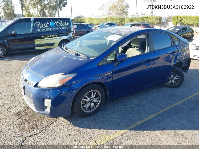 2010 Toyota Prius Ii VIN: JTDKN3DU3A0102922 Lot: 40831281