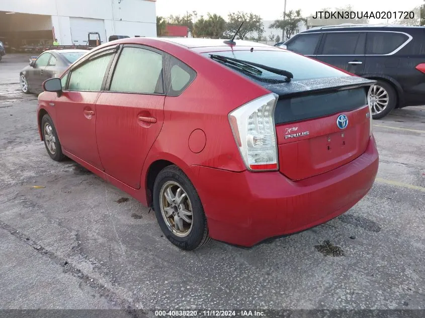 2010 Toyota Prius Ii VIN: JTDKN3DU4A0201720 Lot: 40838220