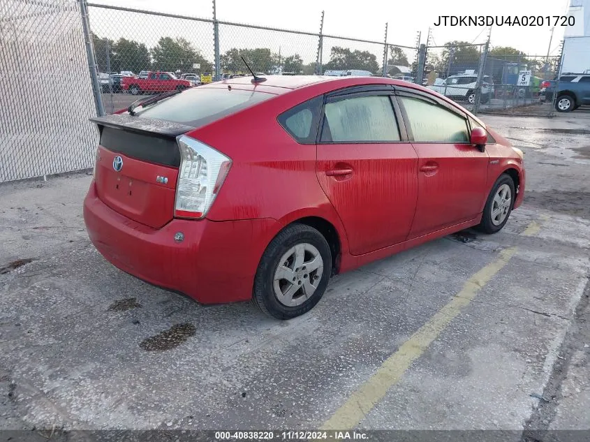 2010 Toyota Prius Ii VIN: JTDKN3DU4A0201720 Lot: 40838220