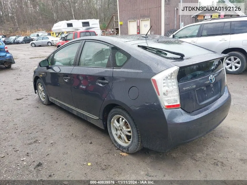 2010 Toyota Prius Iii VIN: JTDKN3DU0A0192126 Lot: 40839576