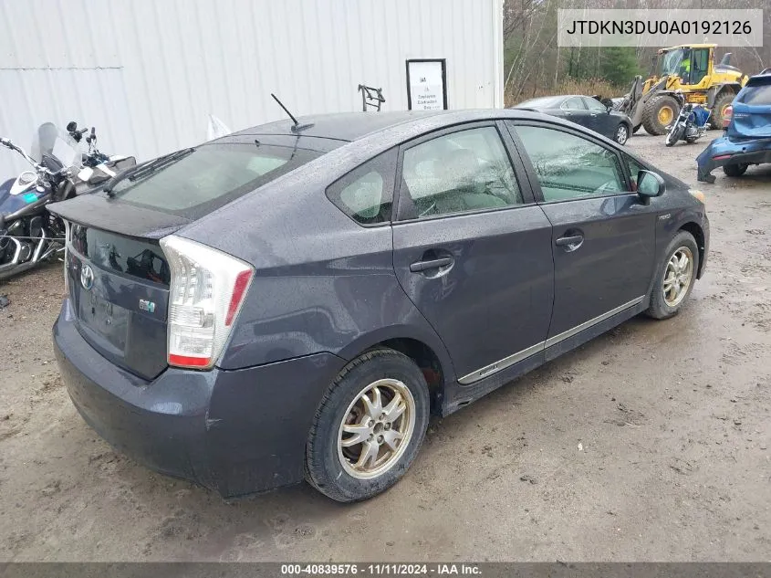 2010 Toyota Prius Iii VIN: JTDKN3DU0A0192126 Lot: 40839576