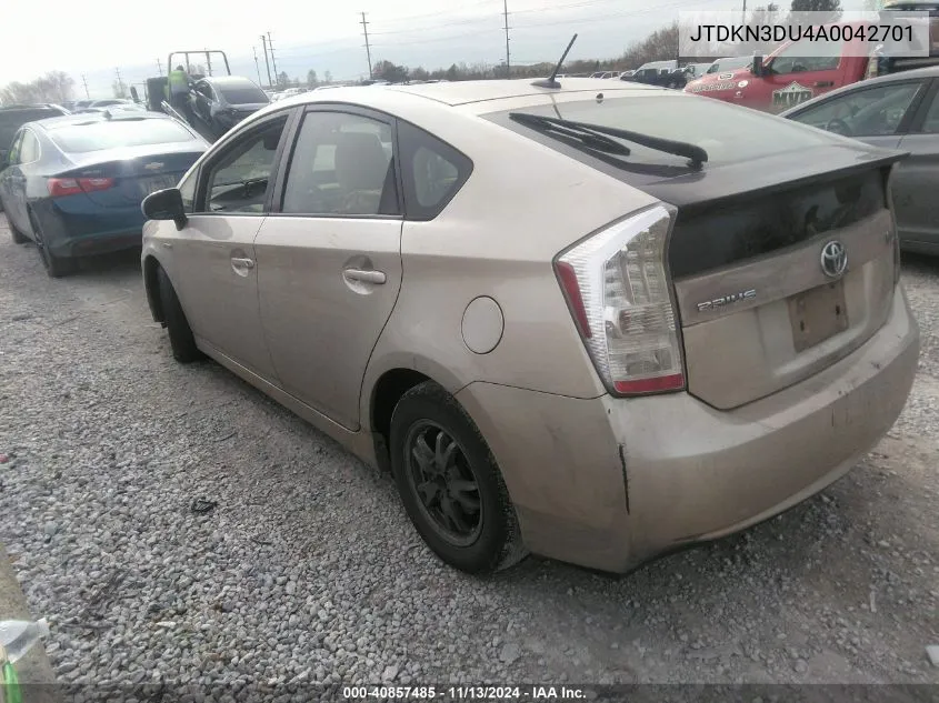 2010 Toyota Prius Ii VIN: JTDKN3DU4A0042701 Lot: 40857485