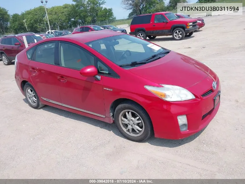 2011 Toyota Prius Two VIN: JTDKN3DU3B0311594 Lot: 39842018