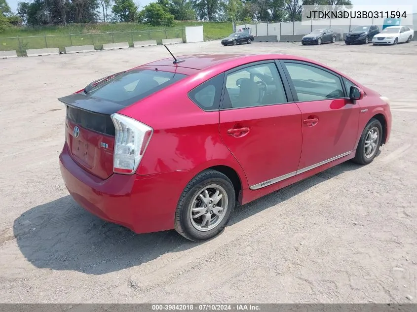 2011 Toyota Prius Two VIN: JTDKN3DU3B0311594 Lot: 39842018