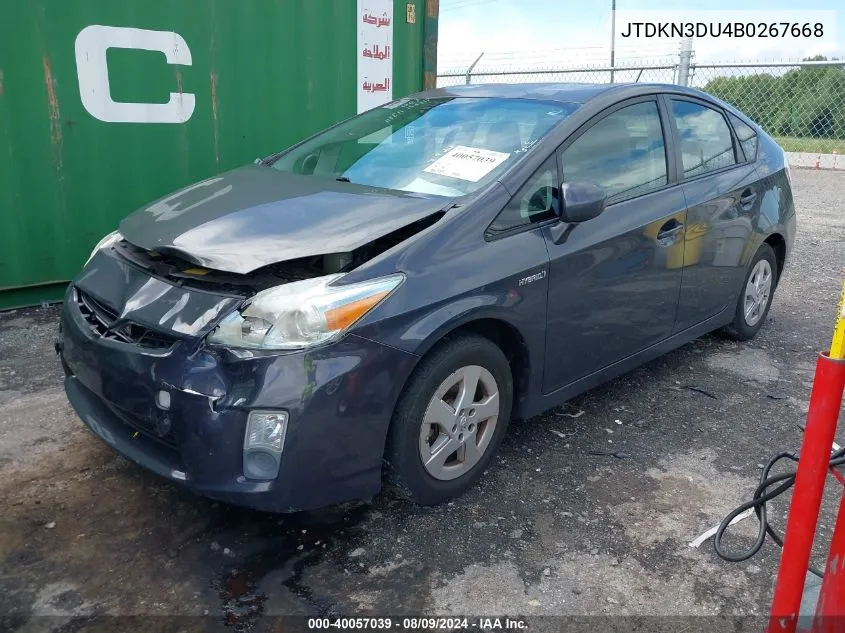 2011 Toyota Prius Two VIN: JTDKN3DU4B0267668 Lot: 40057039