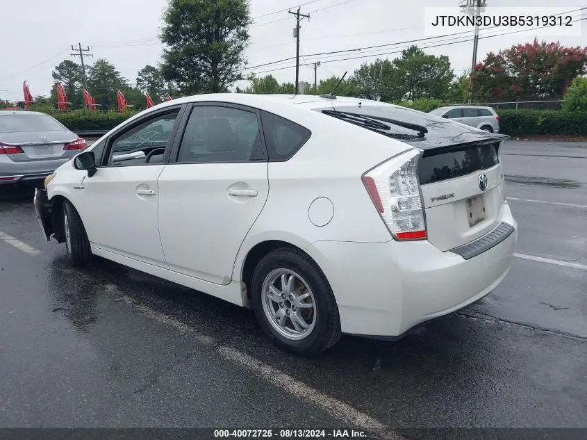 JTDKN3DU3B5319312 2011 Toyota Prius Three