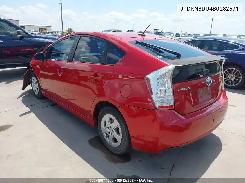 2011 Toyota Prius Three VIN: JTDKN3DU4B0282591 Lot: 40077388