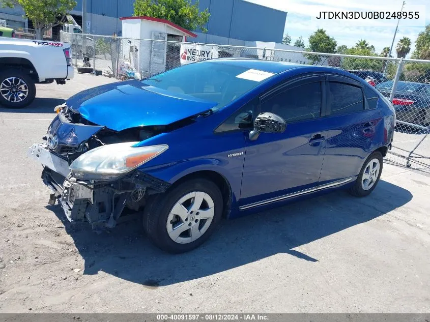 JTDKN3DU0B0248955 2011 Toyota Prius Two