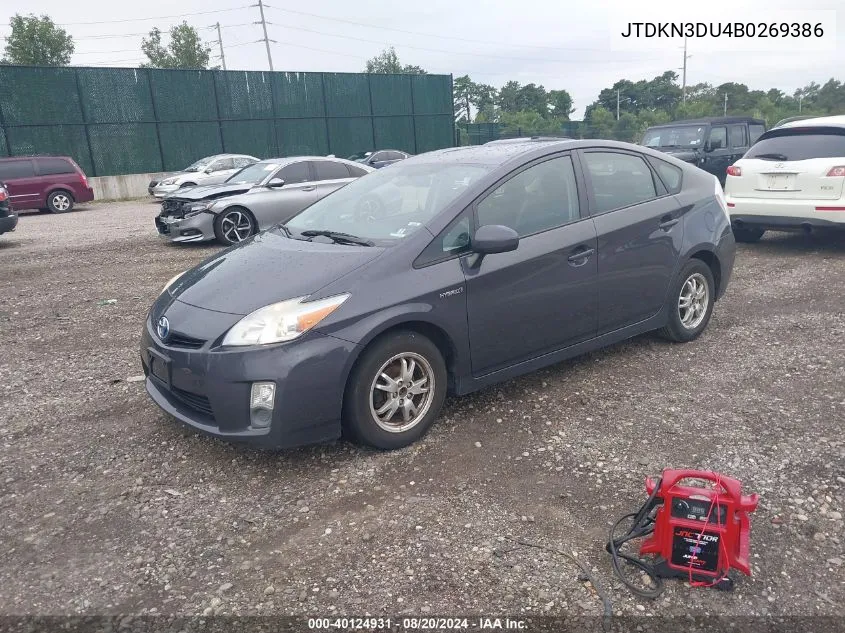 2011 Toyota Prius VIN: JTDKN3DU4B0269386 Lot: 40124931