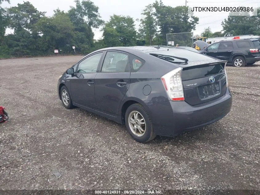 2011 Toyota Prius VIN: JTDKN3DU4B0269386 Lot: 40124931