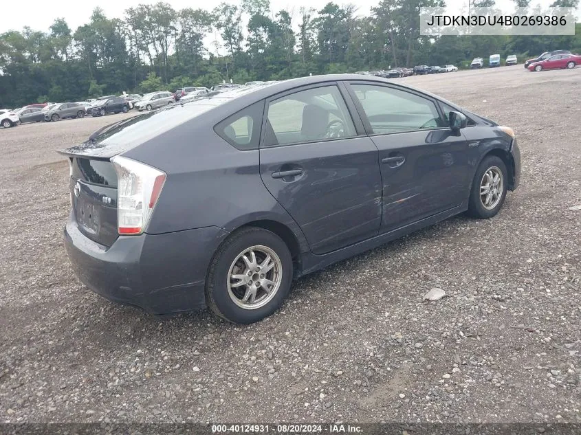 2011 Toyota Prius VIN: JTDKN3DU4B0269386 Lot: 40124931