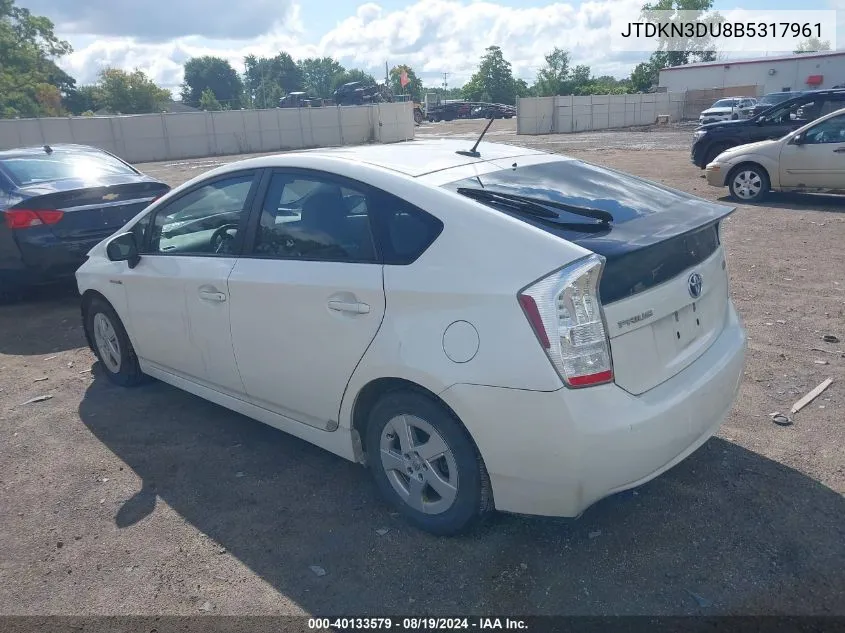 JTDKN3DU8B5317961 2011 Toyota Prius Three