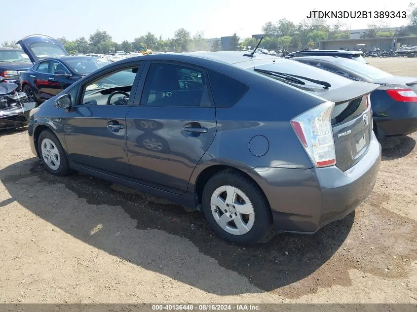 2011 Toyota Prius Two VIN: JTDKN3DU2B1389343 Lot: 40136448