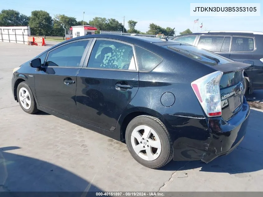 2011 Toyota Prius Two VIN: JTDKN3DU3B5353105 Lot: 40151897