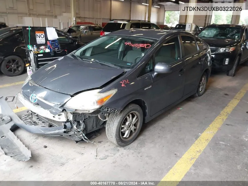 2011 Toyota Prius VIN: JTDKN3DUXB0322026 Lot: 40167770